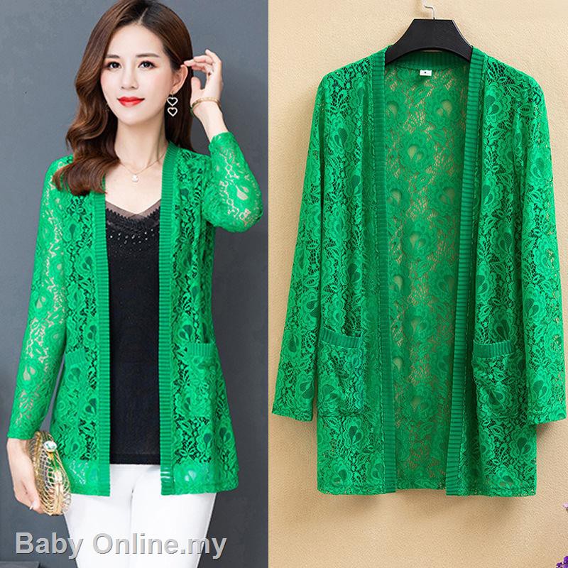 Summer big yards in the women''s long lace cardigan thin coat with a ...