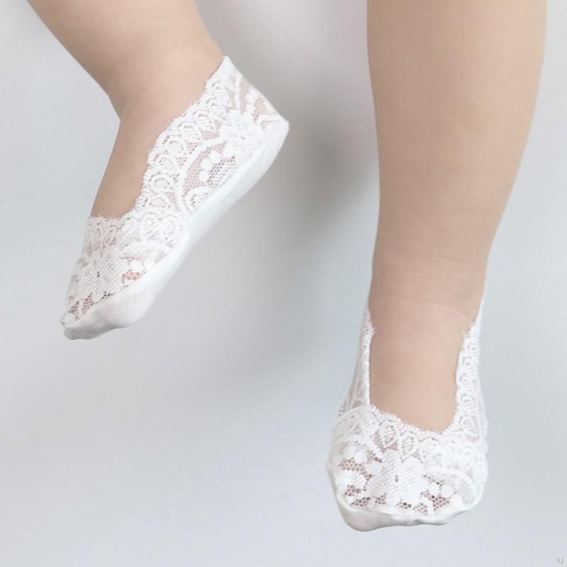 Baby Girl Boat Socks Anti-skid Strip Hollow Lace Shallow Socks #4