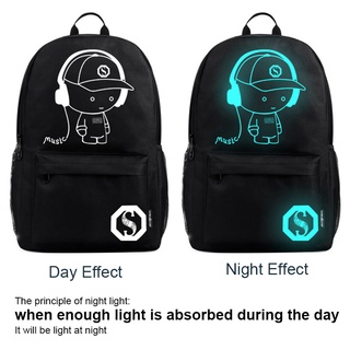 Luminous Laptop USB Backpack Men Casual Music Boy Student School Bags Outdoor Travel Waterproof Backpacks #3