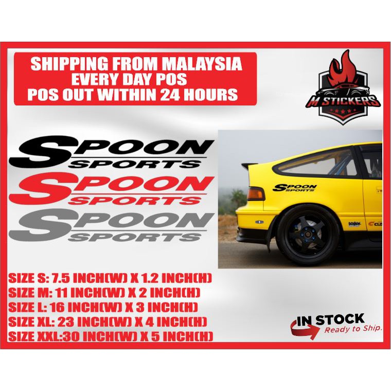 Shop Malaysia M Stickers Spoon Sport Sticker Honda Civic City Jazz Crz Crx Fit Eg Ek Gm6 Gk5 Fd Fc Fb Shopee Singapore