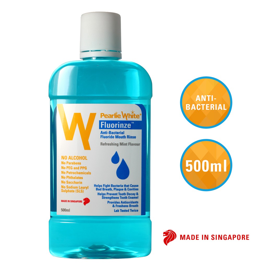 Pearlie White Fluorinze Antibacterial Fluoride Mouth Rinse 500ml ...