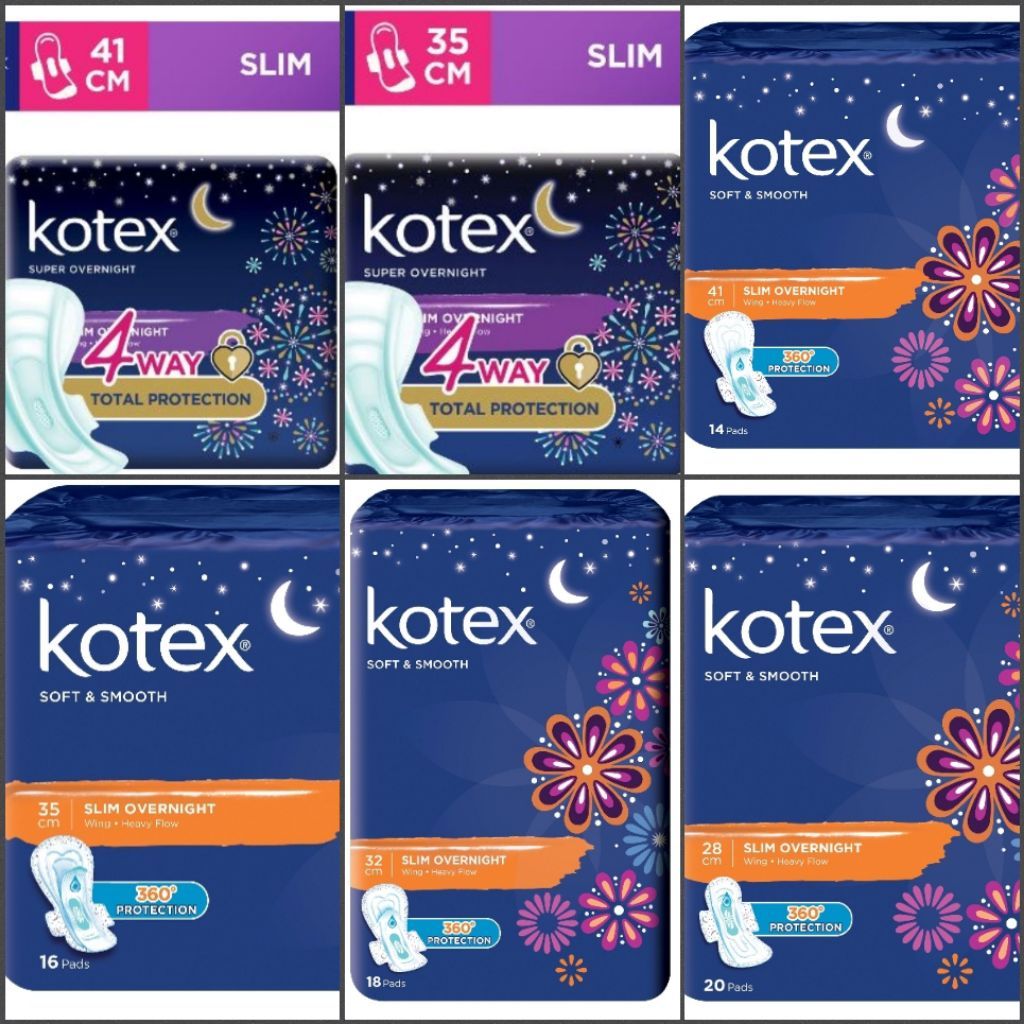 Kotex Overnight Herbal Slim 35cm 12s/41cm 10s/Soft&Smooth Overnight