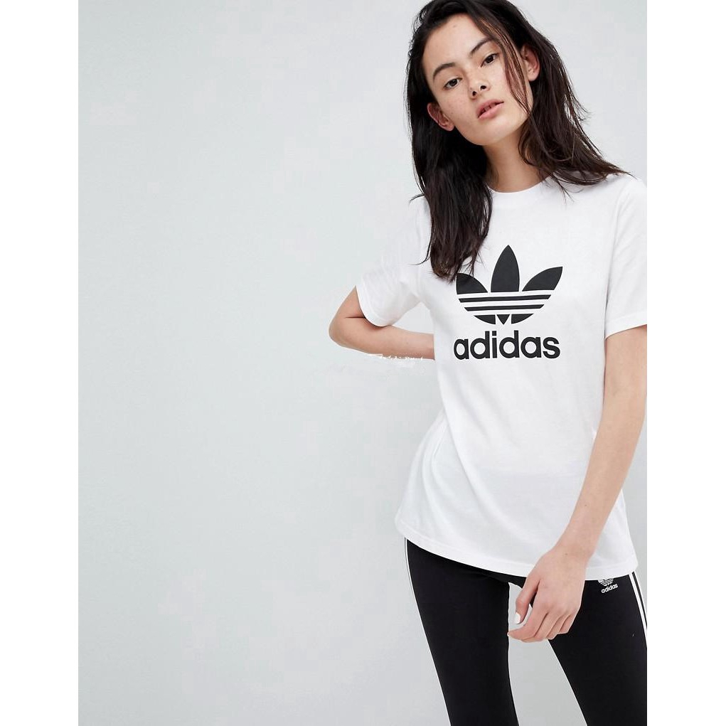 adidas trefoil tee white