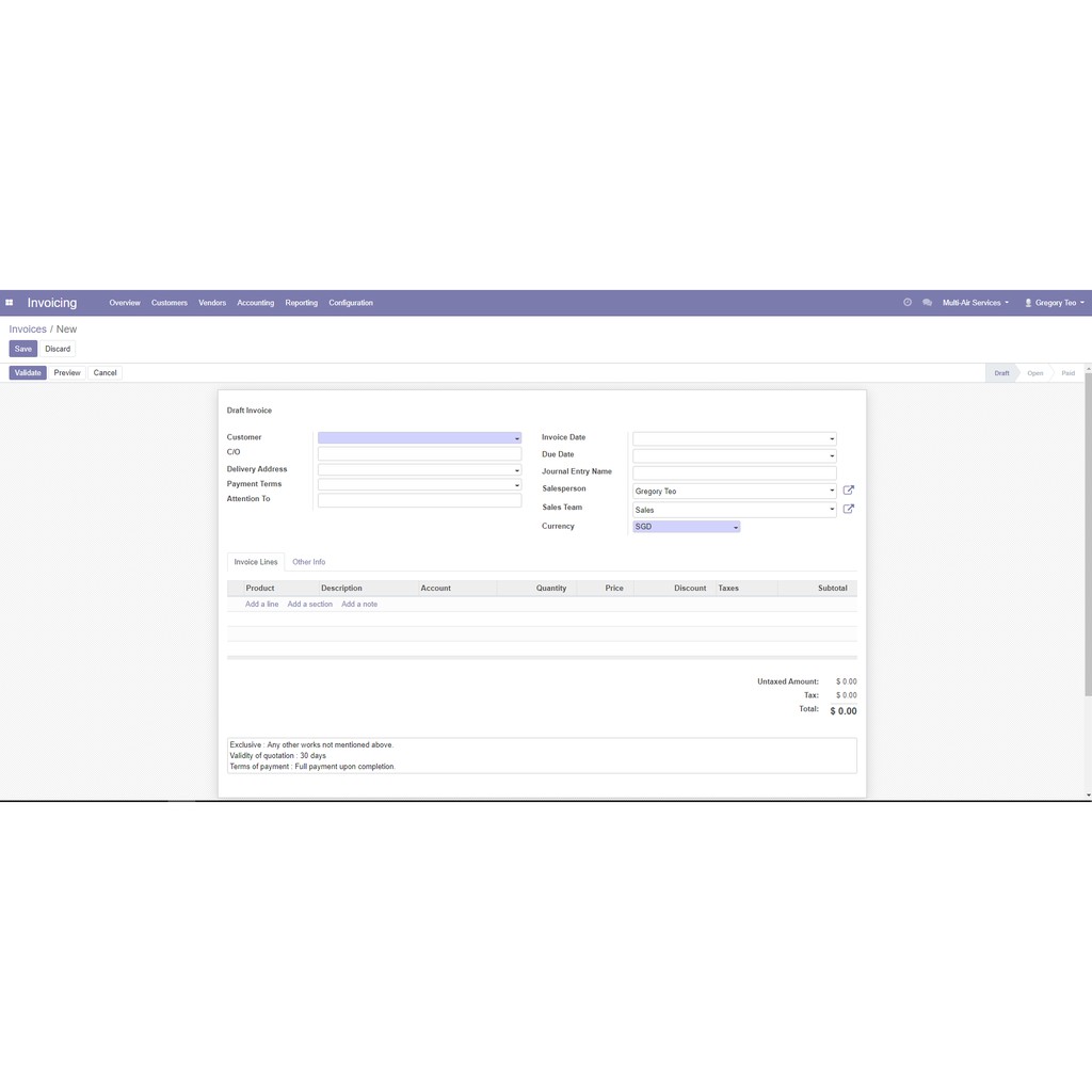 Odoo Invoice And Payment Shopee Singapore