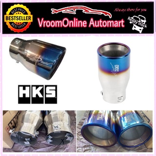 [Shop Malaysia] HKS TITANIUM 4” outlet stainless steel tail tip pipe car exhaust blue ekzos kereta with clip pnp tailpipe