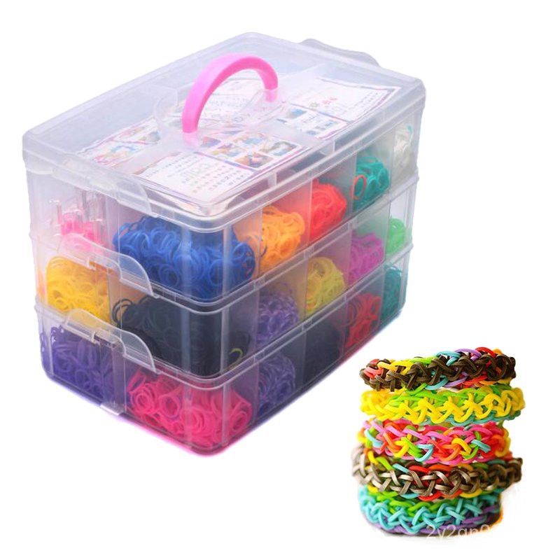 Loom Bands Colorful Rubber Loom Band Box Girls Gift Charmes Bracelet