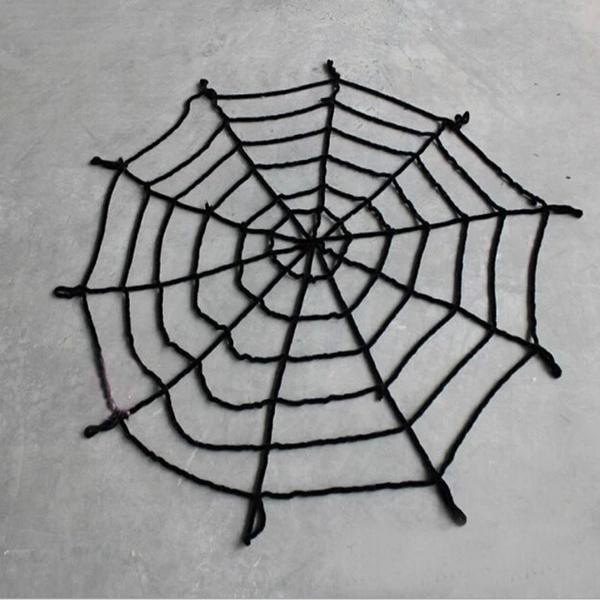 Halloween Decorations 6 Circles Black Big Spider Webs Cobweb Party