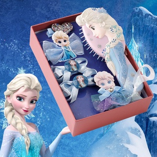 Children Girl Cartoon Frozen Hair Accessories Set Princess Aisha Comb Hairpinas Set for Kids Birthday Gifts
