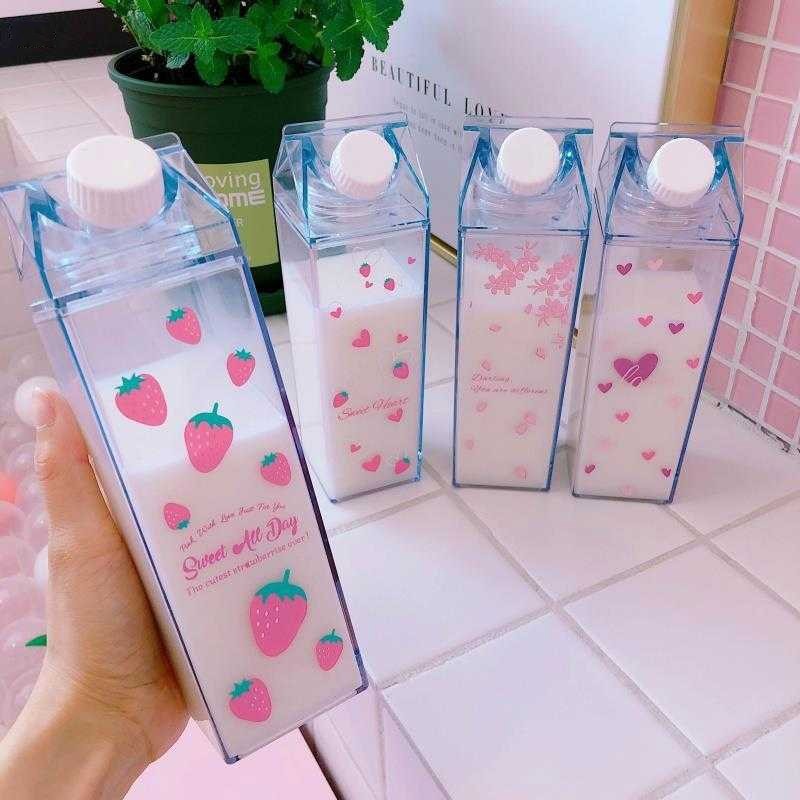 DJStore Fun Clear Stylish Milk Carton Water Bottle 