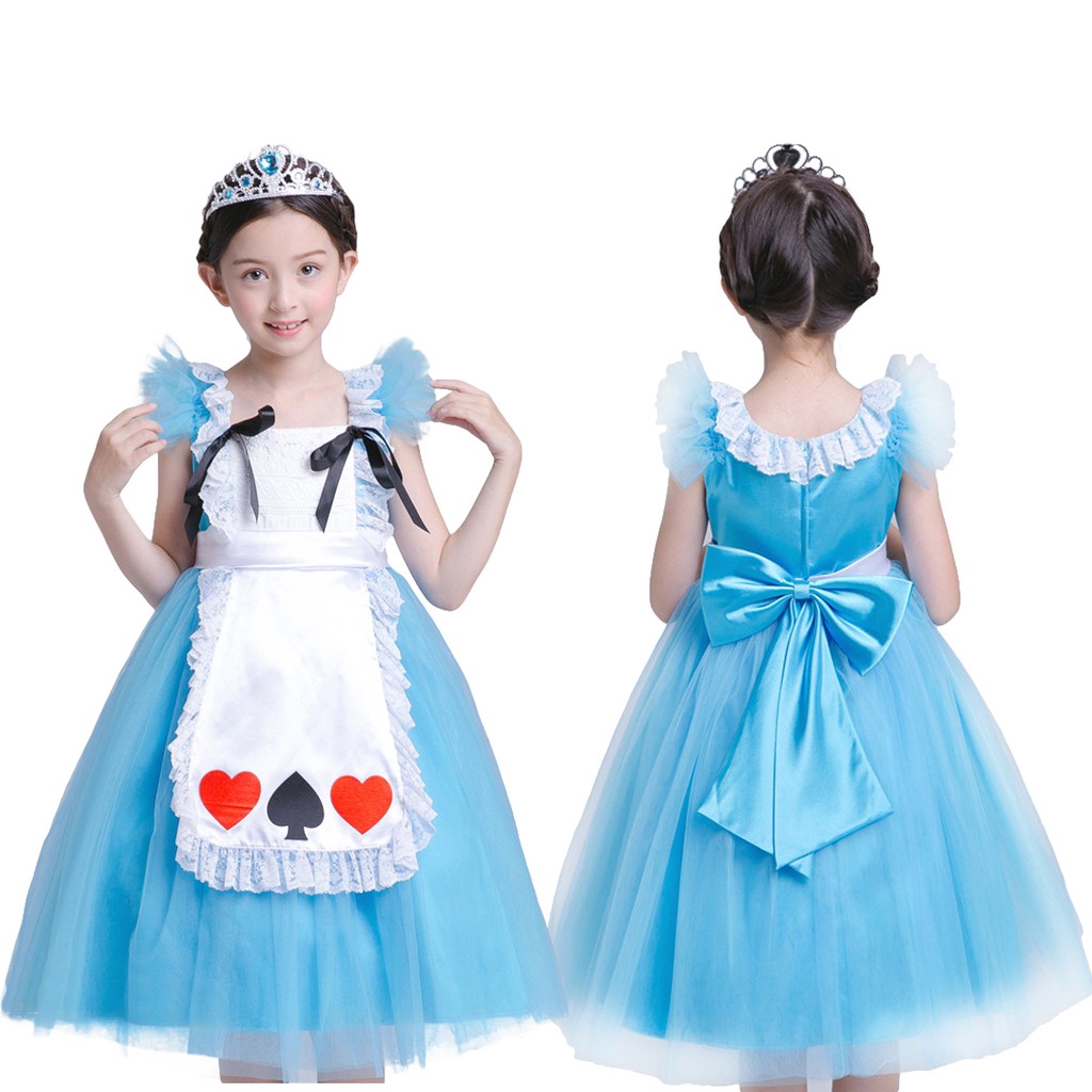 Princess Girl Fairytale Fancy Dress Up Outfit Baby Toddler Blue Skirts Gown Kids