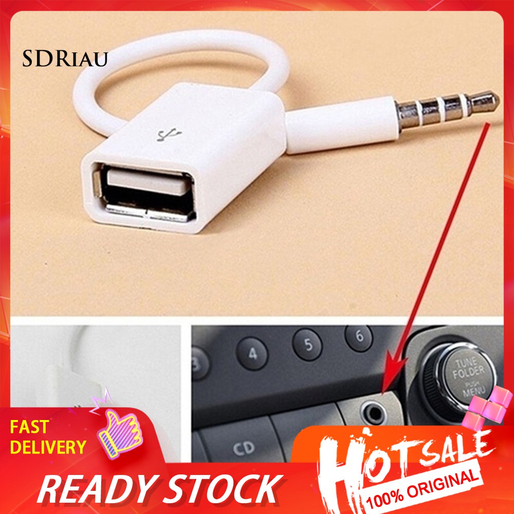 【COD】20cm USB Female to 3.5mm Male Audio Jack Car AUX Adapter Cable