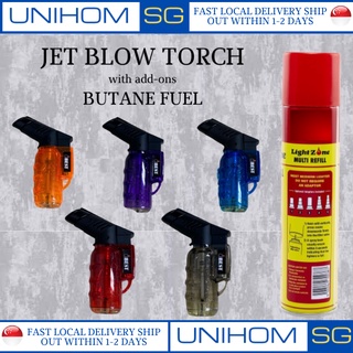 UnihomSG [ReadyStock] Jet/blow Gas Torch Lighter Refillable windproof
