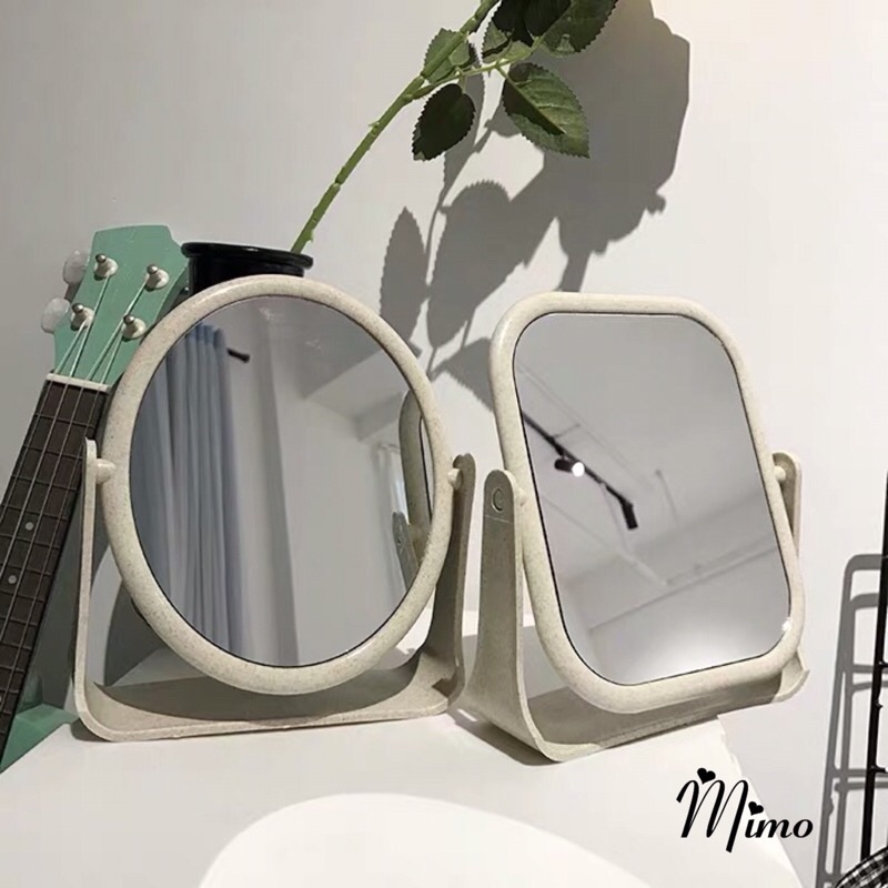 Gương trang điểm 2 mặt để bàn xinh xắn xoay 360 độ nhiều mẫu