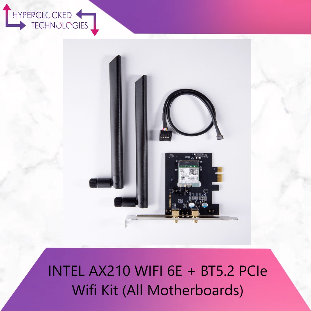 INTEL AX210 WIFI 6E + BT5.2 PCIe Wifi Card Kit FOR ALL MOTHERBOARDS ...