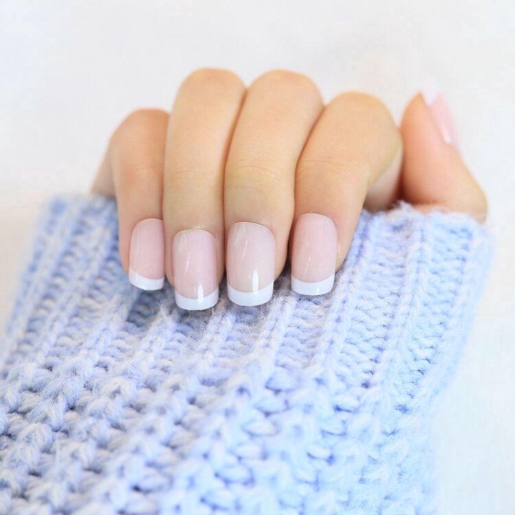 24pcs Fashion Fake Nails White French Nail Classical Full Cover Long Oval False Nails Set Shopee Singapore