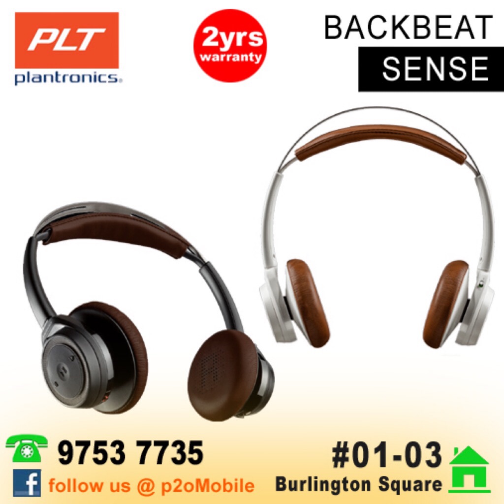 plantronics backbeat sense wireless headphones with mic white tan