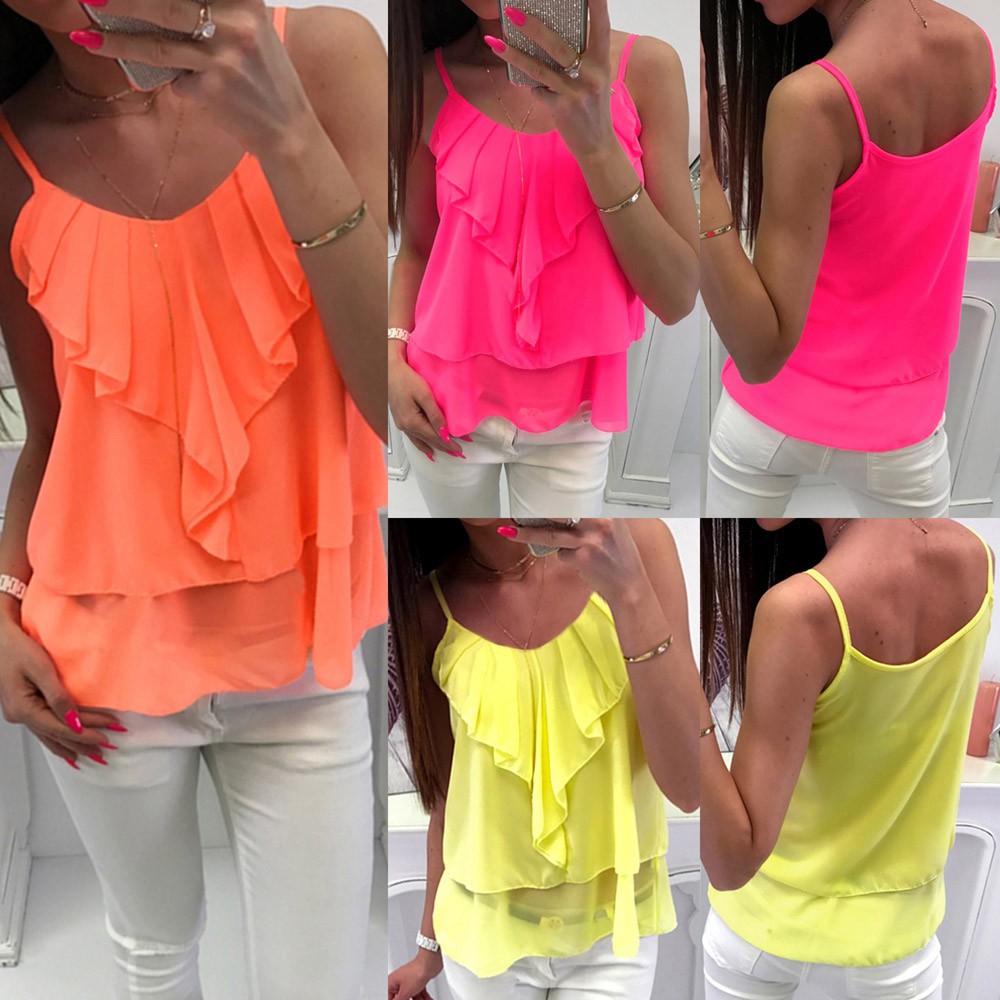 chiffon vest top plus size