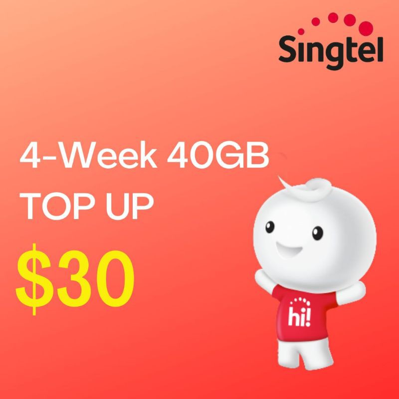 Singtel Prepaid Data 40GB Anytime For 4-Week Electronic Transfer ...