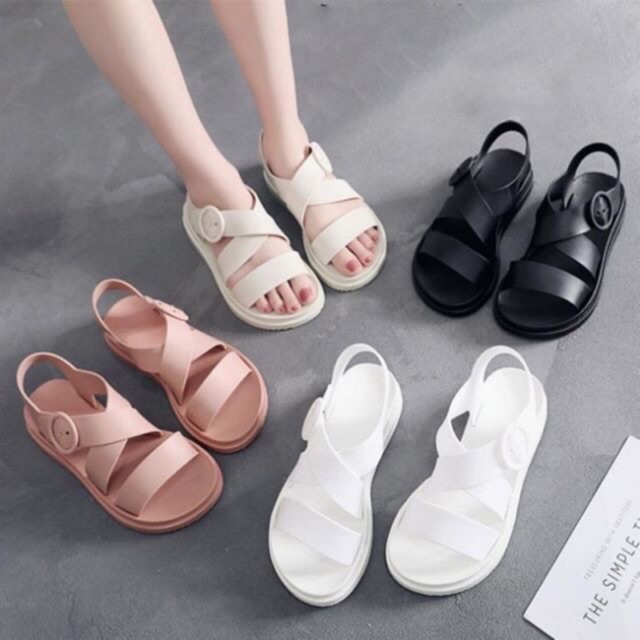 women's flat jelly sandals