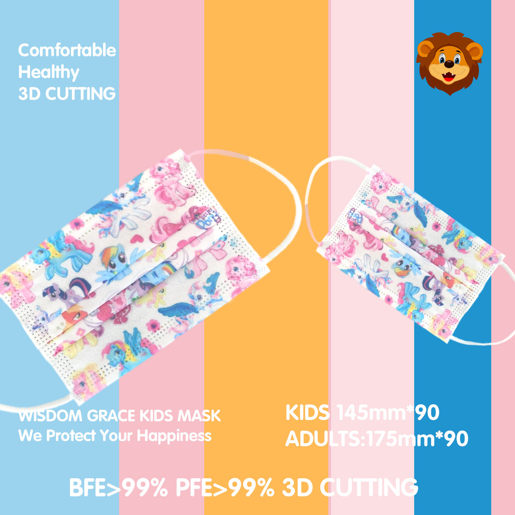 Factory Wisdom Grace Rainbow My Little Pony 50pcs Adult Kid Bfe99 3layer Protection High Quality Face Mask Disposable F Shopee Singapore