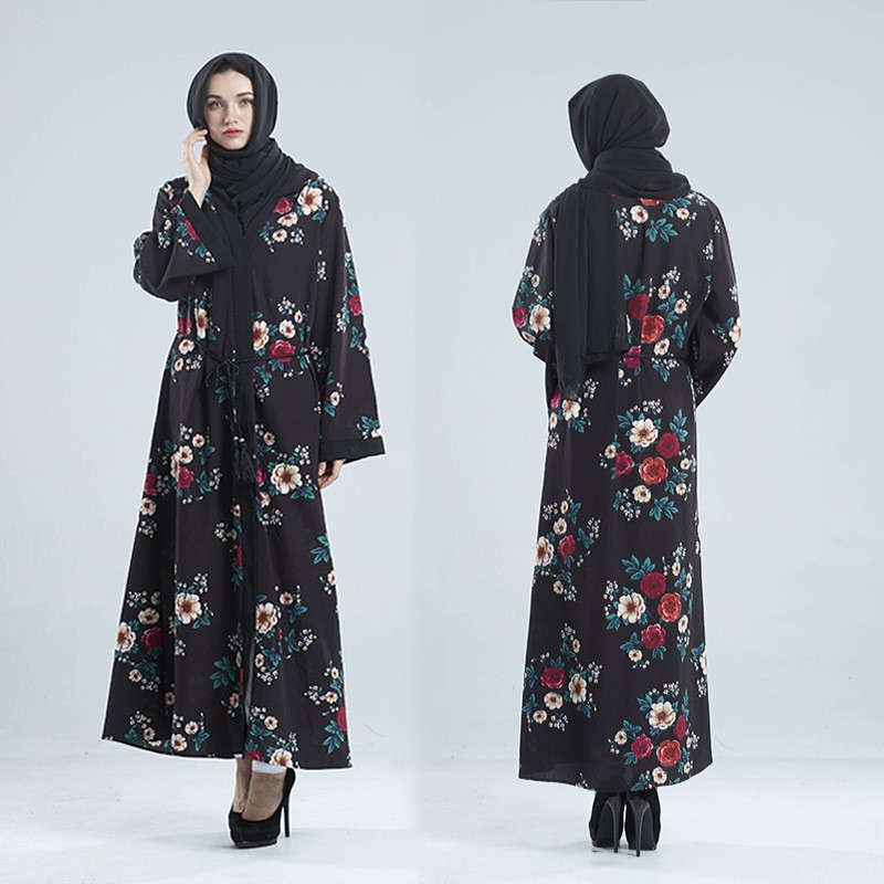 Women Muslim Baju Raya Jubah Maxi Dress Floral Arab ...