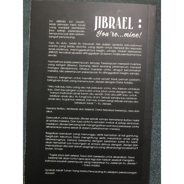 Shop Malaysia New Novel Jibrael You Re Mine Suci Hidayat Writing Shopee Singapore