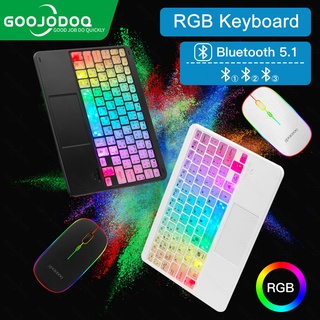 GOOJODOQ RGB Wireless Keyboard  Rainbow Backlit Wireless Keyboard with Touchpad and Mouse, Mini Bluetooth Keyboard for iPad IOS Android Windows