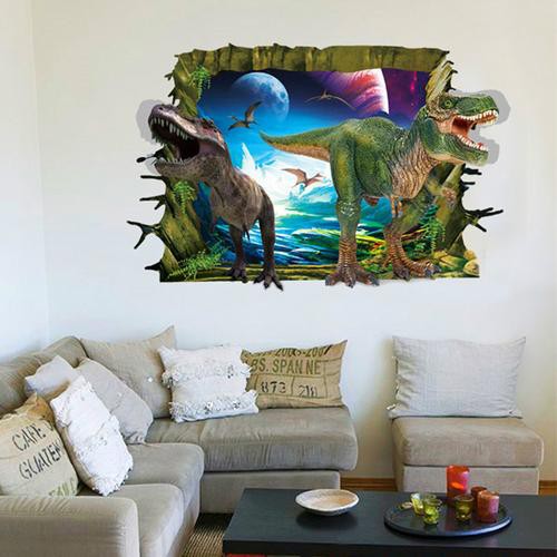 3d Broken Wall Dinosaur Wall Stickers Living Room Sofa Bedroom Background Decor