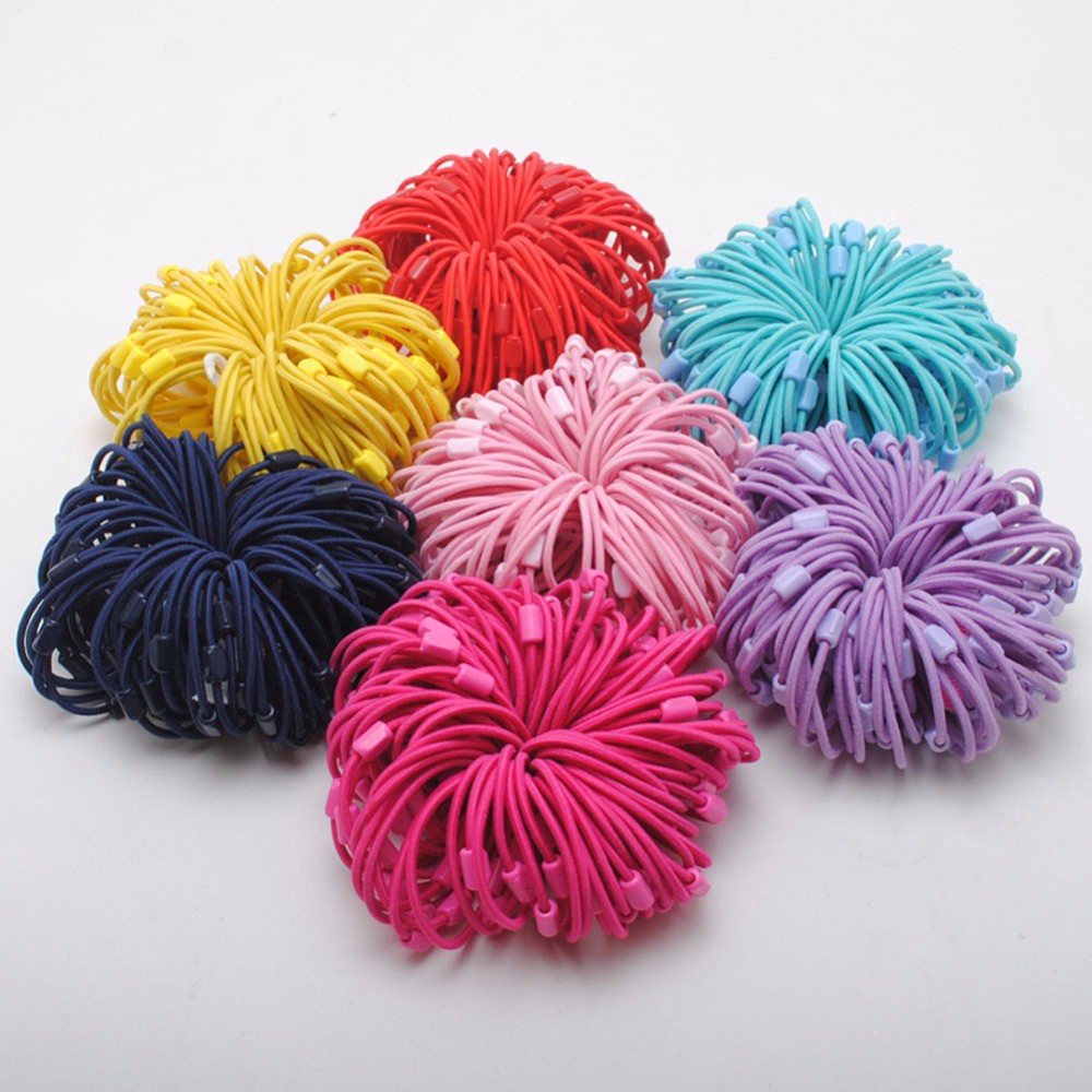100pcs Girls Diy Hair Bands Ties Ponytail Holder Elastic Headbands
