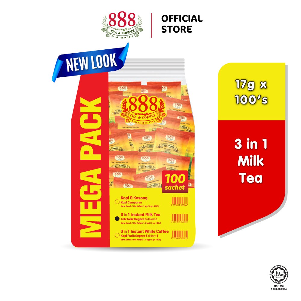 888 3 in 1 Instant Milk Tea Value Pack (17g x 100s) | Shopee Singapore