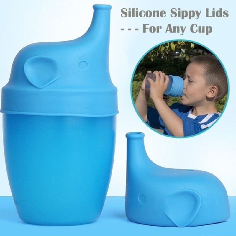 Silicone Sippy Lids Cup Kids Toddler Spill Proof Mugs Reuseable H