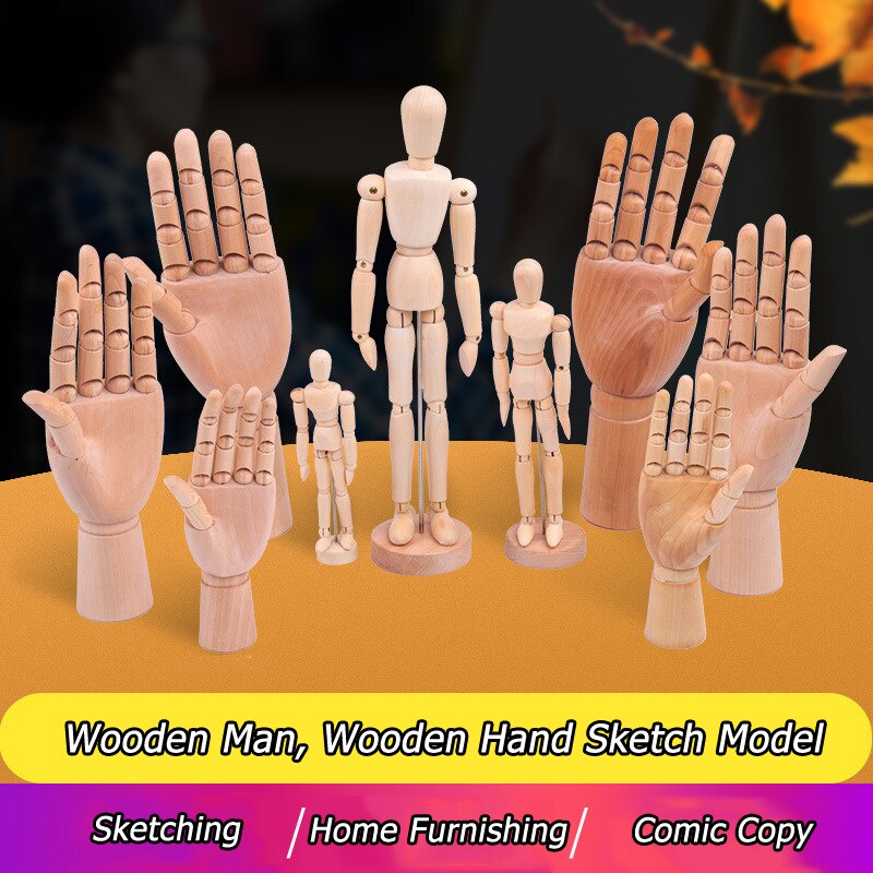 Wooden Man Hand Mannequin Flexible Joints Manikin Model Human Art ...