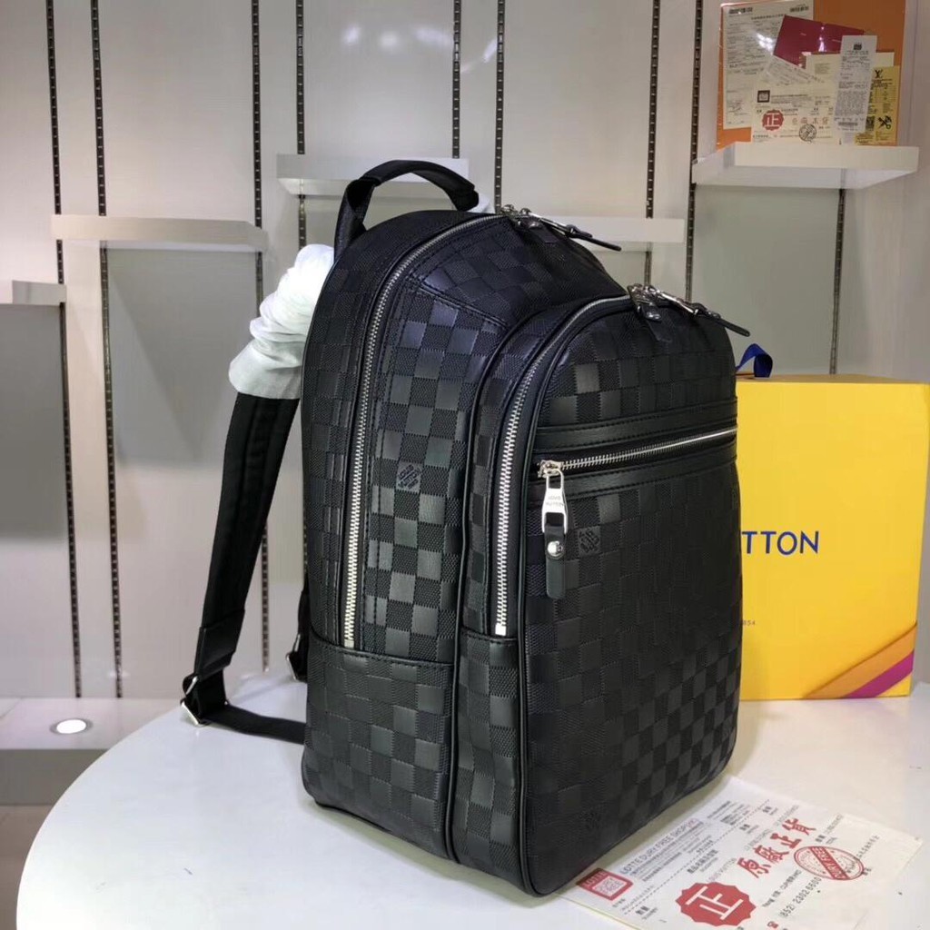 louis vuitton white checkered backpack