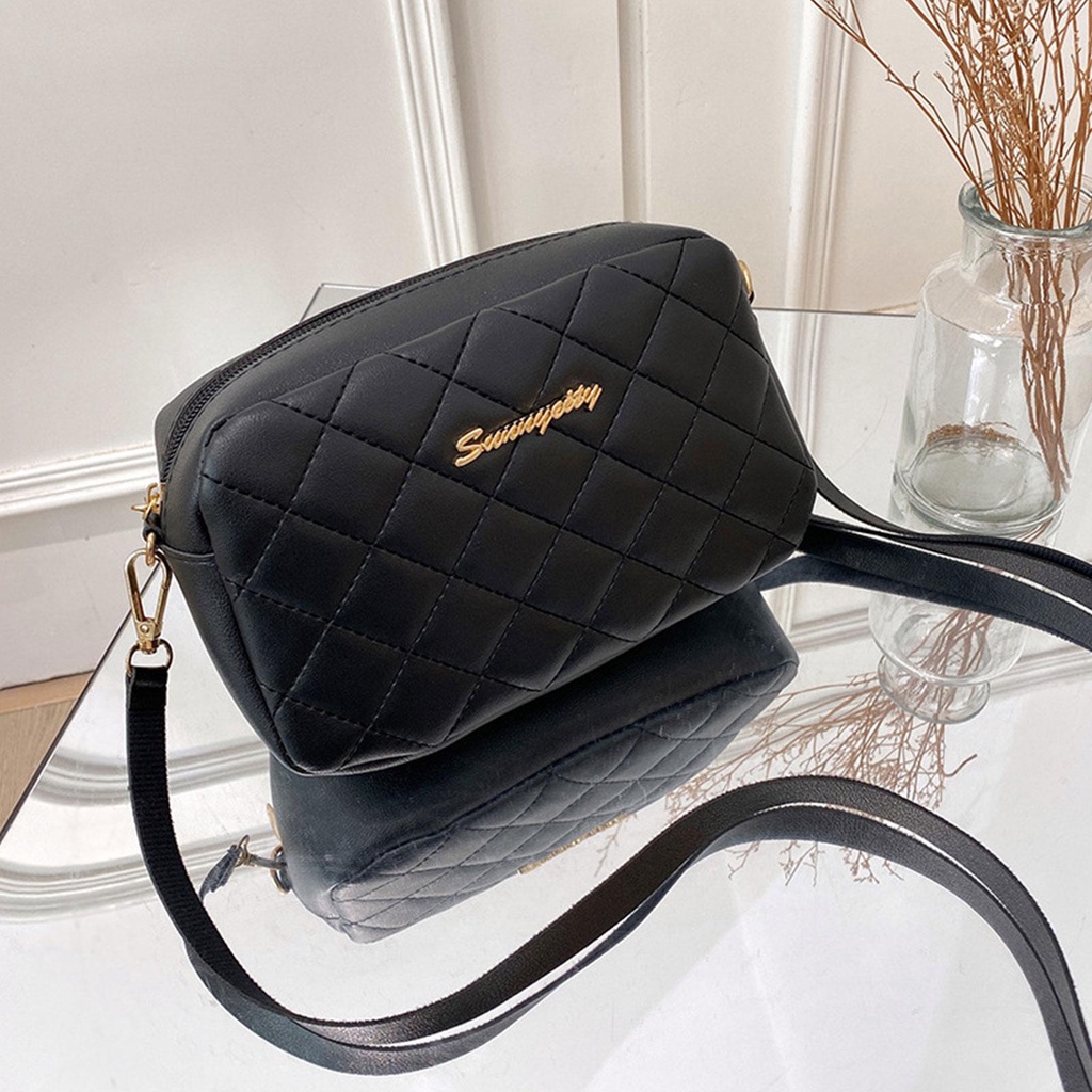 Leather Sling Bag Women Fashion Shoulder Bag Simple Messenger Style Handbag Bag Lady R4K0