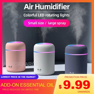 300ml Ultrasonic Home Air Humidifier Diffuser Purifier Aromatherapy Car Humidifier LED Light