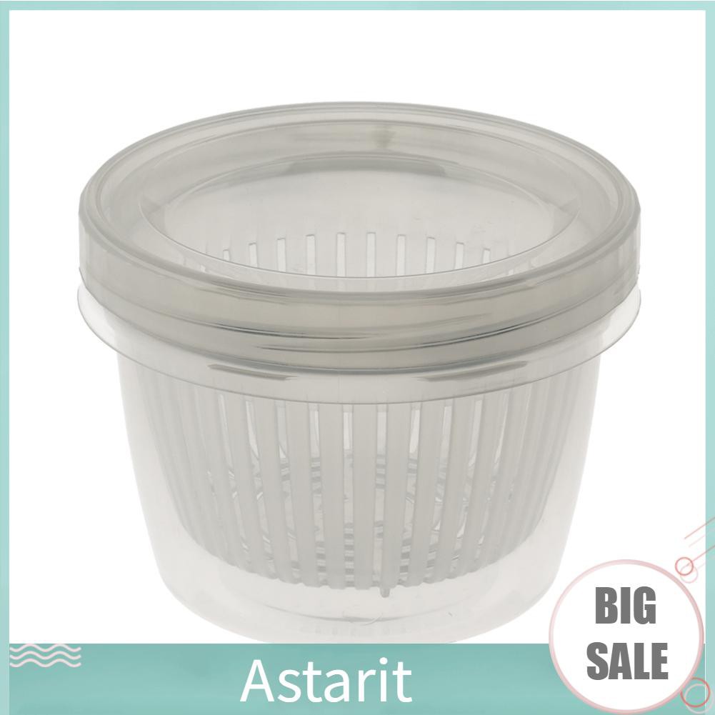 [Astarit]Food Storage Containers,Round Drain Sealed Crisper Ginger