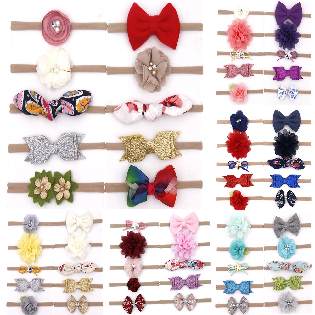 10pcs Fashion Girls Hair Accessories Newborn Bowknot Cute Floral
