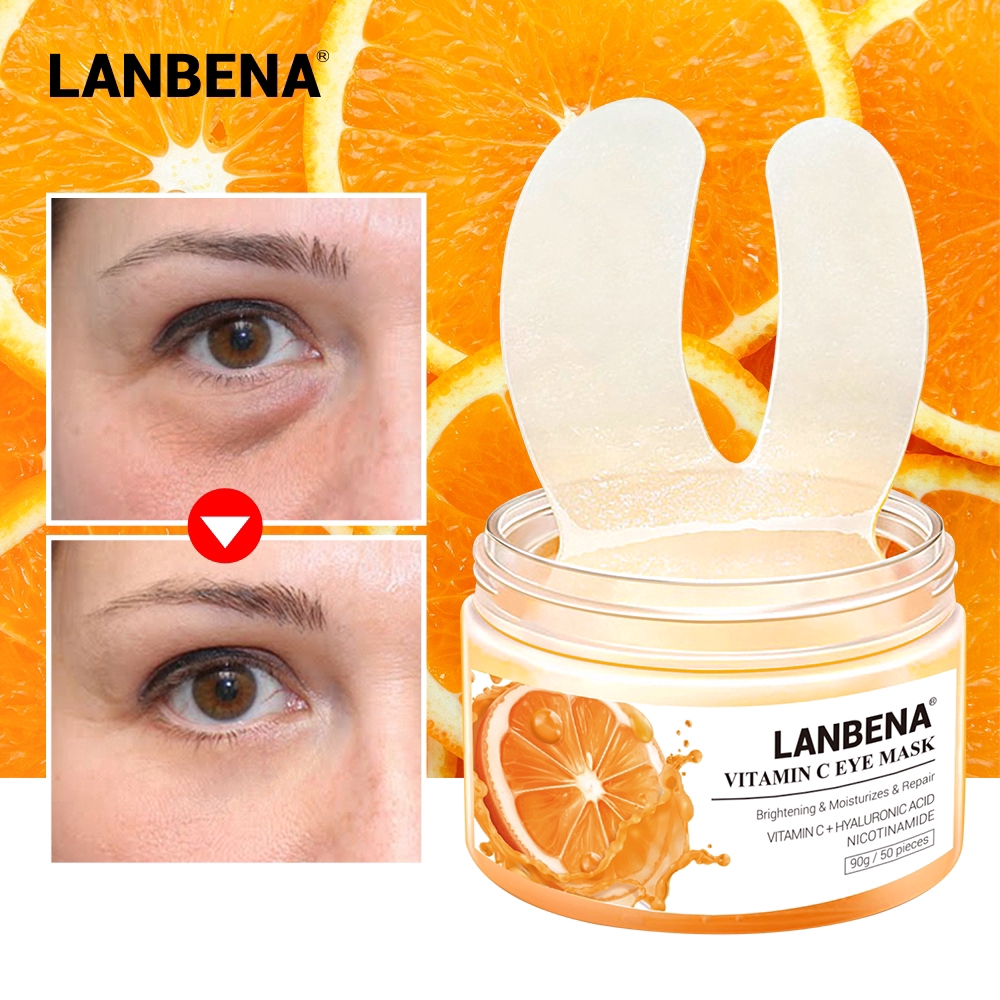 LANBENA Vitamin C Eye Mask Eye Patches Serum Reduces Dark Circles Bags