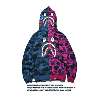 bape hoodie half blue half purple