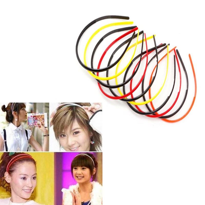 10pcs 4mm Plastic Candy Colors Headband Skinny Thin Hair Band
