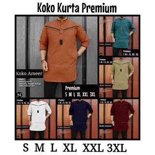 Ameer - KOKO Shirt KURTA Shirt S M L XL XXL 3XL JUMBO Cotton Men Men Adult Long Sleeve 3/4 Plain Color Red Brick Terracotta Gray Light Gray Gray Green TOSCA TOSCA Light Chocolate Milk Sogan Navy Blue NAVI MAROON MAROON White Clean