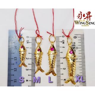 wing sing 916 gold prosperity fish pendants / loket ikan