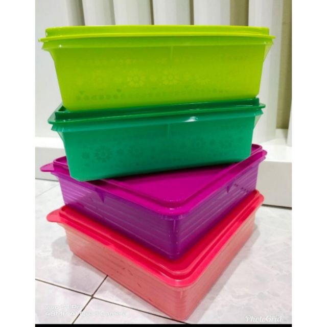 Readystok Tupperware B2b Mosaic Snack Stor 2 9l Purple Peach Green Emerald Shopee Singapore