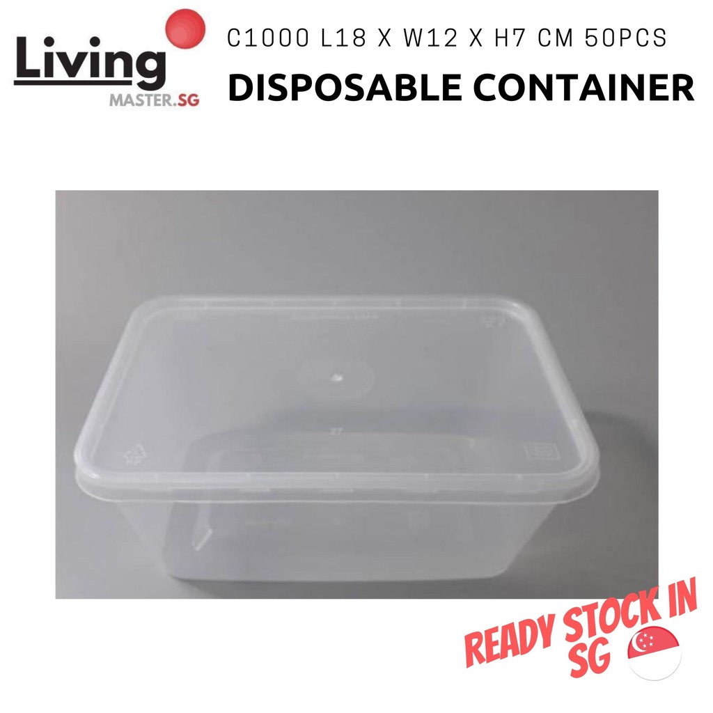 1000ml Disposable Rectangular Food Container Fast Food Container Plastic Container Plastic Storage C 1000 50pcs Shopee Singapore