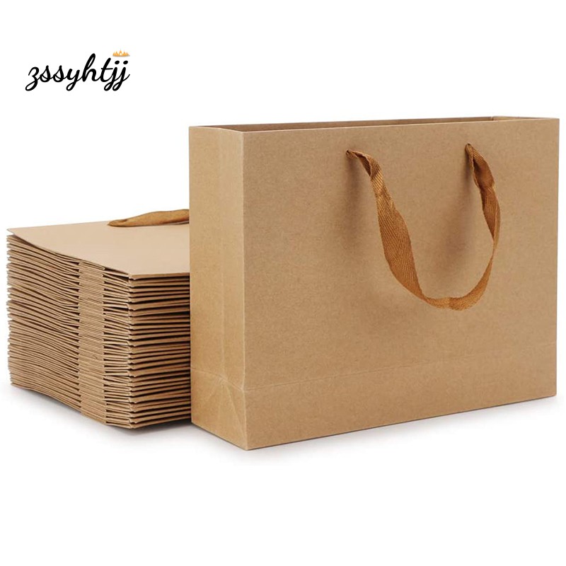 25 Pieces Kraft Paper Shopping Bag Kraft Paper Gift Bag