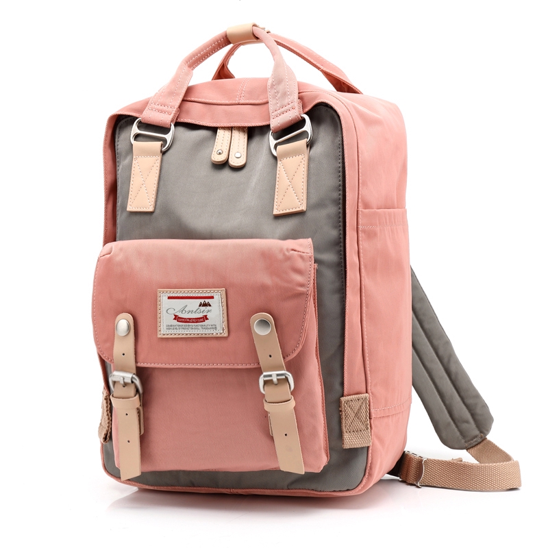 pink and gray backpack