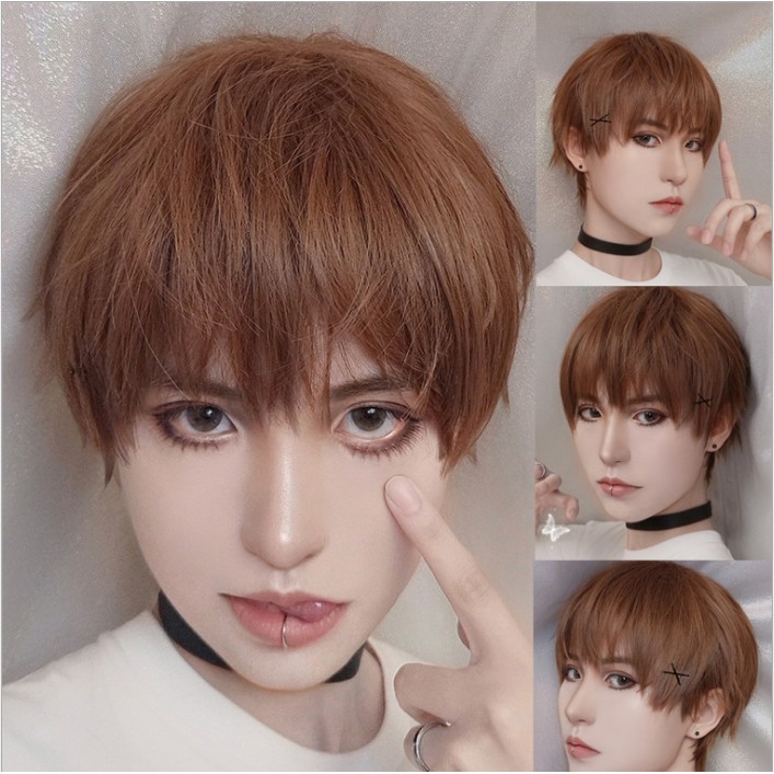 Daily Wig Men Short Hair Bangs Straight Short Hair Wig Cap Male Hairpiece  Dyed Synthetic Cosplay Costume Prop Wig Men And Women Short Straight Hair |  Shopee Singapore