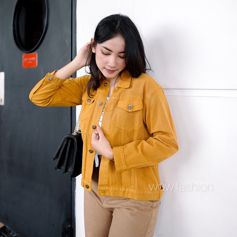 jaket jeans mustard