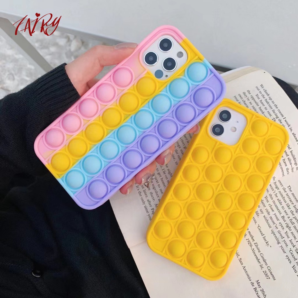 Pop It Push Bubble Iphone 12 Case Stress Relief Fidget Toy For 12 11 Pro Max 12 Mini 11 Xs Max Xr 7 8 Plus Iphone Cover Bubble Store