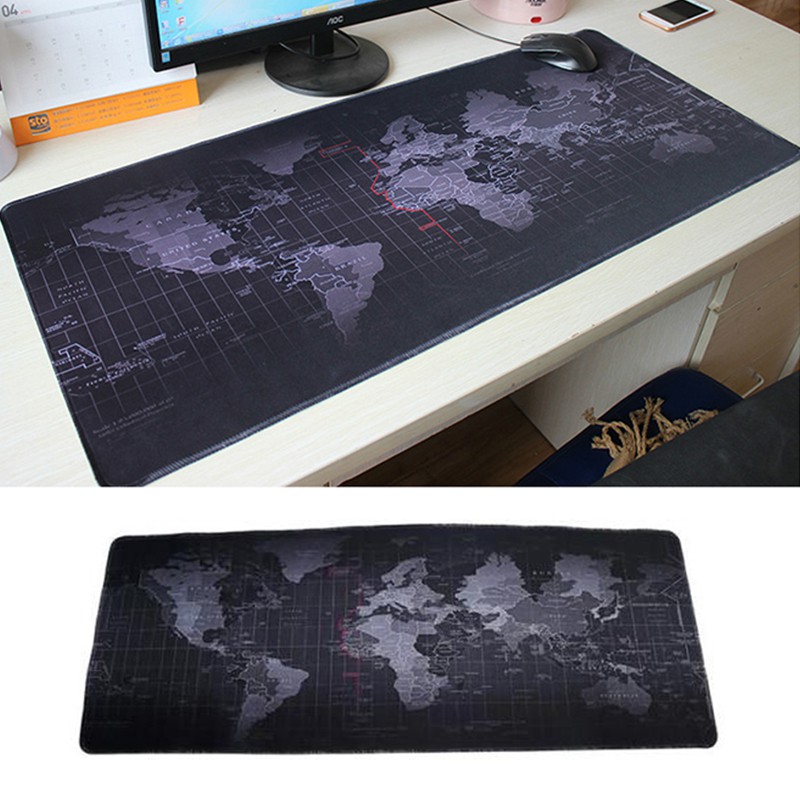 Black World Map Pattern Large Big Size Mousepad Mat Mouse Pad Desk